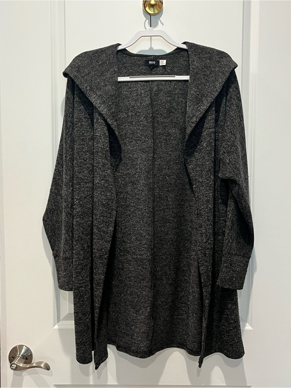 BDG Urban Outfitters Women’s Charcoal Hooded Open-Front Cardigan